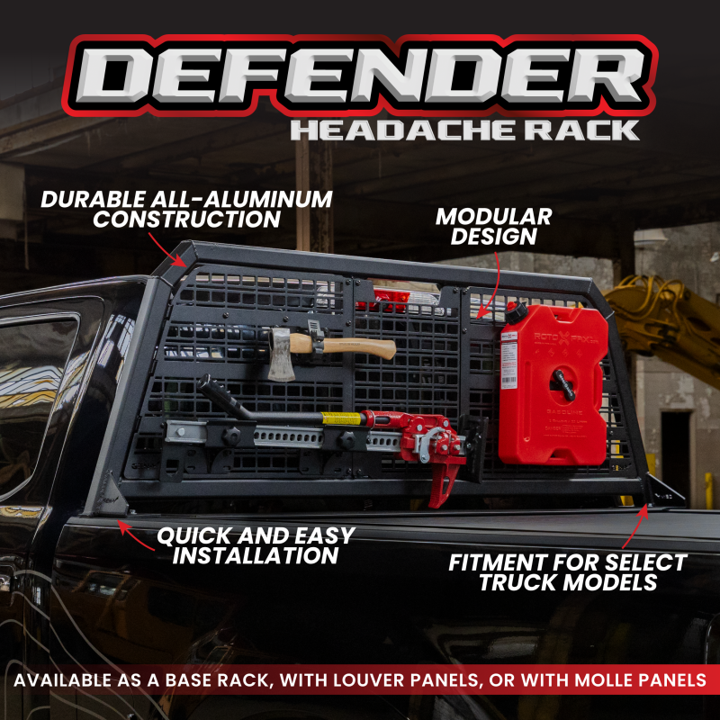 Gen-Y 17+ Ford F250/ F350 Defender Headache Rack/ 3-Molle Panels - Black