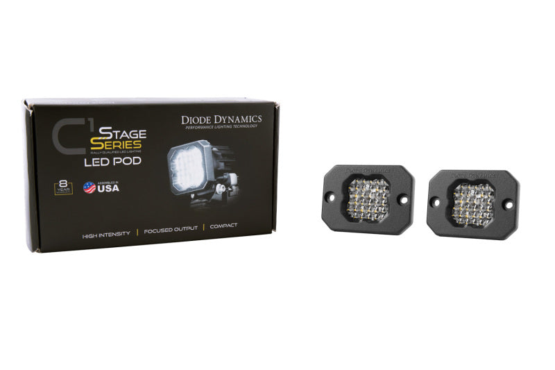 Diode Dynamics Stage Series C1 LED Pod Pro - White Flood Flush WBL (Pair)