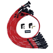 Cargar imagen en el visor de la galería, Moroso SBC Over Valve Cover 135 Deg Plug HEI Sleeved Ultra Spark Plug Wire Set - Red