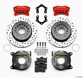Wilwood Forged Dynalite P/S Park Brake Kit Drilled Red Mopar/Dana 2.50in Off w/Snap Ring Bearing