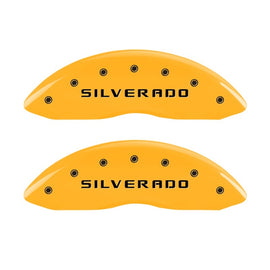 MGP 2 Caliper Covers Eng Front Silverado Yellow Finish Blk Char 05 Chevy Silverado 1500