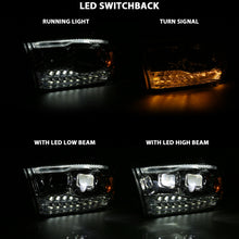 Cargar imagen en el visor de la galería, ANZO 16-18 Chevrolet Silverado 1500 LED Projector Headlights w/Plank Style Switchback Chrome w/Amber