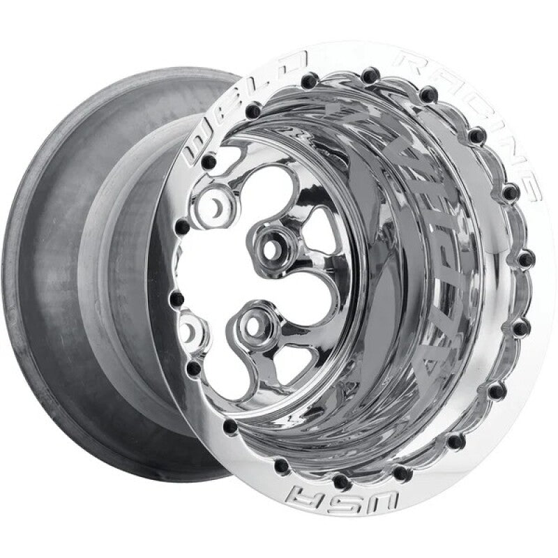 Weld Alpha-1 15x10 / 5x4.75 BP / 3in. BS Polished Wheel - Polished Double Beadlock MT