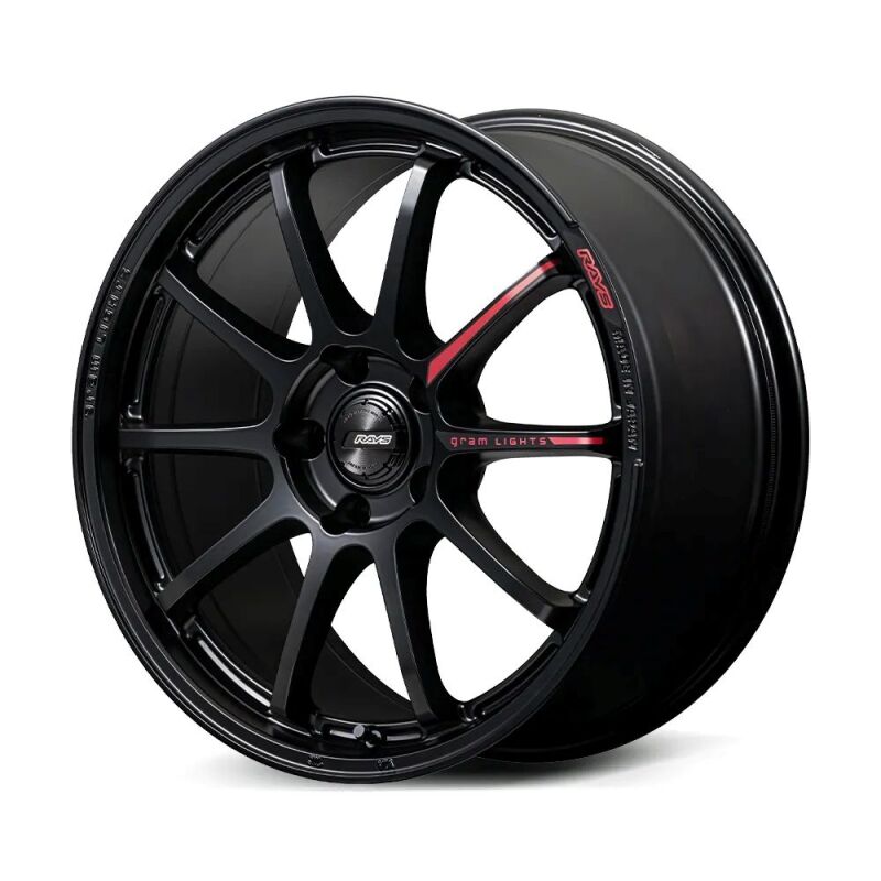 Gram Lights 57NR LIMITED II 18x9.5 +42 5-112 Semigloss Black Wheel w/ Black Cap/Stickers/Air Valve
