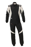 OMP FIRST EVO OVERALL my2025 FIA 8856-2018/SFI BLACK / WHITE SZ 46