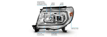 Cargar imagen en el visor de la galería, Raxiom 05-11 Toyota Tacoma Axial Series Switchback Proj Headlights- Chrome- Clear Lens