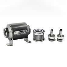 Cargar imagen en el visor de la galería, DeatschWerks Stainless Steel 3/8in 100 Micron Universal Inline Fuel Filter Housing Kit (70mm)