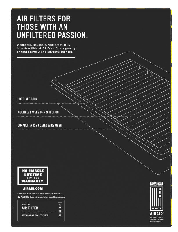 Airaid 07-10 Jeep Wrangler V6 3.8L F/I Direct Fit Replacement Air Filter - Yellow
