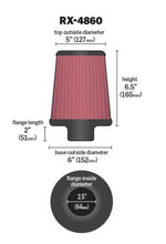 Cargar imagen en el visor de la galería, K&amp;N Filter Universal X-Stream Clamp-On Round Tprd 2.5in Flng ID x 6in Base OD x 5in Top OD x 6.5in H