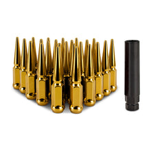 Cargar imagen en el visor de la galería, Mishimoto Mishimoto Steel Spiked Lug Nuts M12 x 1.5 24pc Set Gold