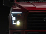Raxiom 15-17 Ford F-150 XR Series LED Projector Headlights with DRL- Black Housing- Clear Lens