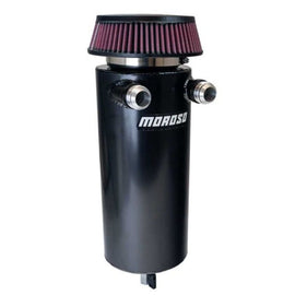 Moroso 6in Diameter Dual -16AN Inlet Aluminum Breather Tank Catch Can - Black