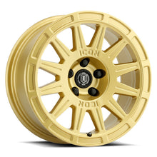 Cargar imagen en el visor de la galería, ICON Ricochet 17x8 5x4.5 38mm Offset 6in BS - Gloss Gold Wheel