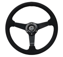 Cargar imagen en el visor de la galería, NRG Sport Steering Wheel (350mm/ 1.5in. Deep) Matte Black Spoke/ Black Alcantara w/ Black Stitching