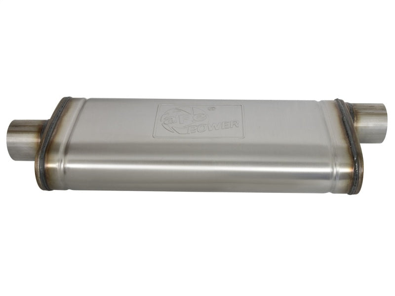 aFe MACHForce XP SS Muffler 3in Center Inlet / 3in Offset Outlet 22in L x 9in W x4in H Body