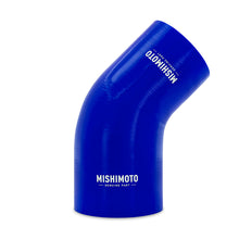 Load image into Gallery viewer, Mishimoto Silicone Reducer Coupler 45 Degree 3.5in to 4in - Blue