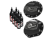 Cargar imagen en el visor de la galería, aFe Pro Series F&amp;R Differential Cover Black w/ Machined Fins 13-18 RAM 6.7L w/ 75W90 Synth Gear Oil