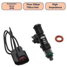 Cargar imagen en el visor de la galería, DeatschWerks Universal 750cc Single Fuel Injector / 48mm Length / 14mm O-Ring Seals