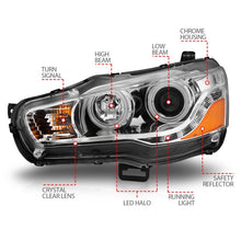 Cargar imagen en el visor de la galería, ANZO 2008-2015 Mitsubishi Lancer Projector Headlights w/ Halo Chrome (CCFL)