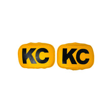 Cargar imagen en el visor de la galería, KC HiLiTES Retro 5in x 7in Rectangular Yellow Vinyl Light Cover w/ Black KC Logo (Pair)