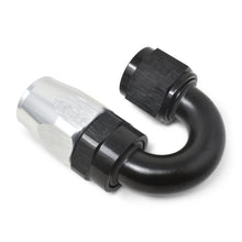 Cargar imagen en el visor de la galería, Russell Performance -8 AN Black/Silver 180 Degree Tight Radius Full Flow Swivel Hose End