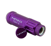 Cargar imagen en el visor de la galería, NRG 700 Series M12 X 1.5 Steel Lug Nut w/Dust Cap Cover Set 21 Pc w/Locks &amp; Lock Socket - Purple
