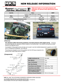 HKS SUPER TURBO MUFFLER TI BNR34 RB26DETT