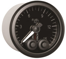 Cargar imagen en el visor de la galería, Autometer Stack 52mm 0-15 PSI 1/8in NPTF Male Pro-Control Fuel Pressure Gauge - Black
