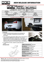 Cargar imagen en el visor de la galería, HKS 99-02 Nissan Skyline GT-R GF-BNR34 RB26DETT URBAN MATTE Edition Super Turbo Muffler