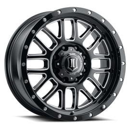 ICON Alpha 20x9 / 6x5.5 / 16mm / 5.625in BS Gloss Black Wheel w/ Milled Windows