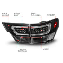 Load image into Gallery viewer, ANZO 11-13 Jeep Grand Cherokee LED Taillights w/ Lightbar Black Housing/Clear Lens 4pcs