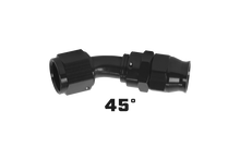 Cargar imagen en el visor de la galería, Aeromotive PTFE Hose End - AN-06 - 45 Deg - Black Anodized
