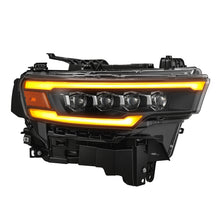 Cargar imagen en el visor de la galería, AlphaRex 25-26 Dodge Ram 1500 NOVA LED Proj Headlights- Black w/Activ Lit/ Seq Signal/Switchbk DRL