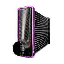 Cargar imagen en el visor de la galería, Mishimoto Universal Carbon Fiber Intercooler - Gloss Tanks - 525mm Black Core - C-Flow - C V-Band