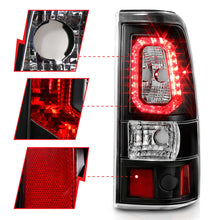 Cargar imagen en el visor de la galería, ANZO 2003-2006 Chevy Silverado 1500 LED Taillights Plank Style Black w/Clear Lens