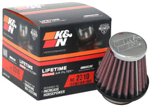 Cargar imagen en el visor de la galería, K&amp;N Universal Round Tapered Chrome Filter 1.563in Flange ID x 3in Base OD x 2in Top OD x 3in H