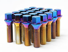 Load image into Gallery viewer, Wheel Mate Mevius Lug Bolt Set of 20 - Blue Neon 12x1.50 40mm Cone 60 DEG TAP