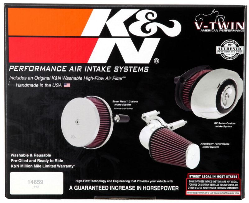 K&N Street Metal Intake System Hammer Black for Harley Davidson