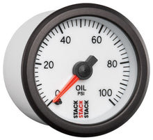 Cargar imagen en el visor de la galería, Autometer Stack 52mm 0-100 PSI 1/8in NPTF Male Pro Stepper Motor Oil Pressure Gauge - White