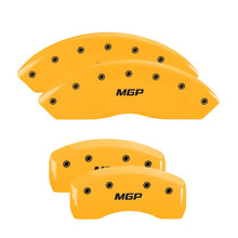 Cargar imagen en el visor de la galería, MGP 4 Caliper Covers Engraved Front &amp; Rear MGP Yellow finish black ch