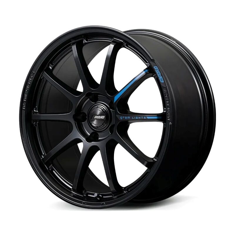 Gram Lights 57NR LIMITED II 18x8.5 +38 5-100 Semigloss Black Wheel w/ Black Cap/Stickers/Air Valve