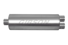 Cargar imagen en el visor de la galería, Gibson SFT Superflow Center/Dual Round Muffler - 8x24in/3.5in Inlet/3in Outlet - Stainless