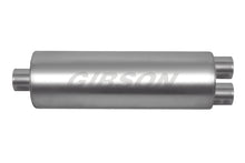 Cargar imagen en el visor de la galería, Gibson SFT Superflow Center/Dual Round Muffler - 7x19in/3in Inlet/2.5in Outlet - Stainless