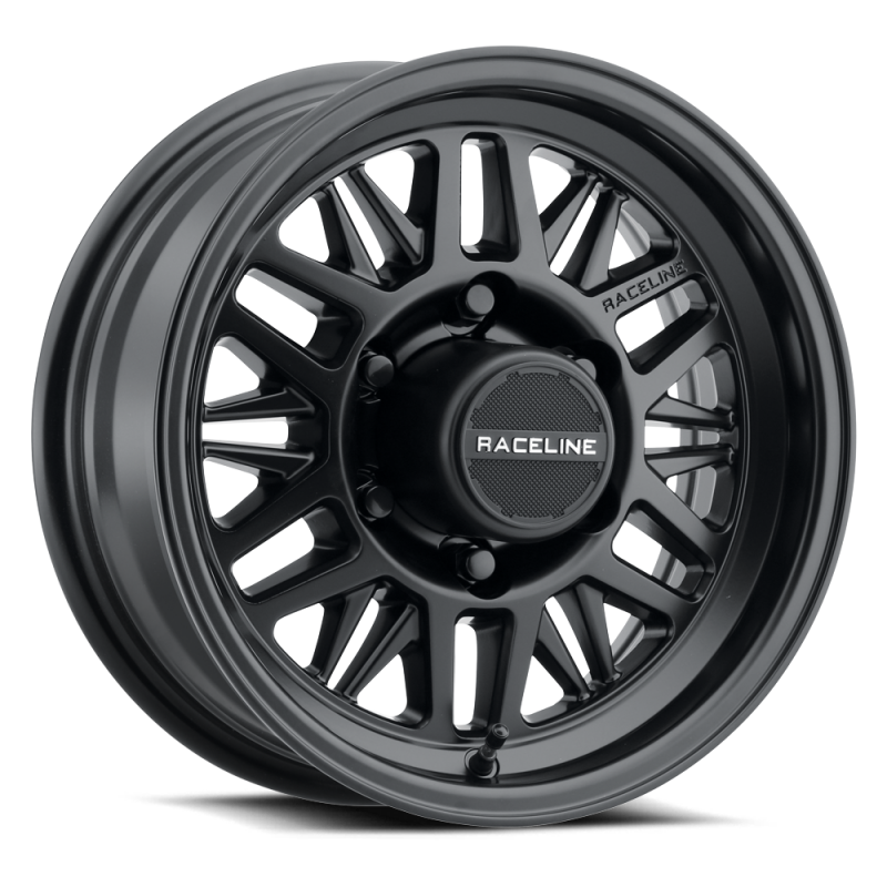 Raceline 451B Ryno TR Trailer 14x6in / 5X4.5 BP / 0mm Offset / 3.19mm Bore - Satin Black
