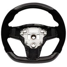 Cargar imagen en el visor de la galería, BLOX Racing Tesla Model 3 and Y Carbon/Alcantara Steering Wheel Black Stitching