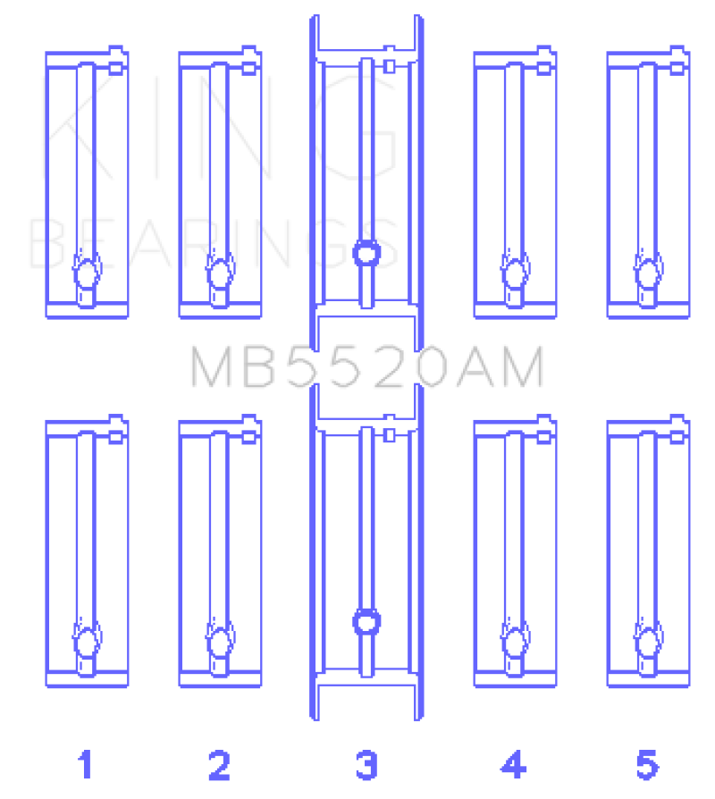King Engine Bearings Opel C20XE / X18XE / X22XE Main Bearing Set (Oversize 0.25)