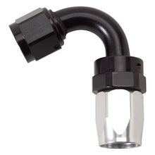 Cargar imagen en el visor de la galería, Russell Performance -10 AN Black/Silver 120 Degree Tight Radius Full Flow Swivel Hose End