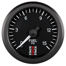 Cargar imagen en el visor de la galería, Autometer Stack 52mm 0-15 PSI 1/8in NPTF Male Pro Stepper Motor Fuel Pressure Gauge - Black