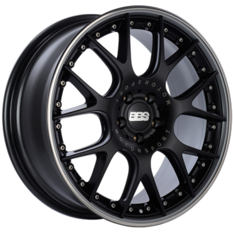 BBS CH-RII 22x10.5 5x112 ET15 Satin Black Center Platinum Lip SS Rim Prot Wheel - 82mm PFS Req