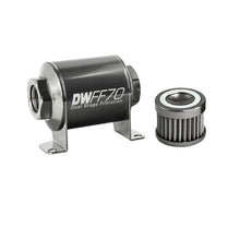 Cargar imagen en el visor de la galería, DeatschWerks Stainless Steel 8AN 40 Micron Universal Inline Fuel Filter Housing Kit (70mm)